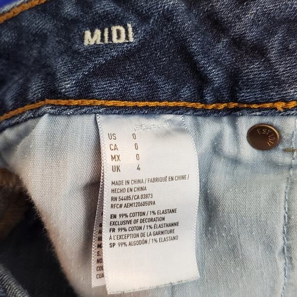 American Eagle Midi Jean Denim Short Cut Off  0 - Picture 4 of 4